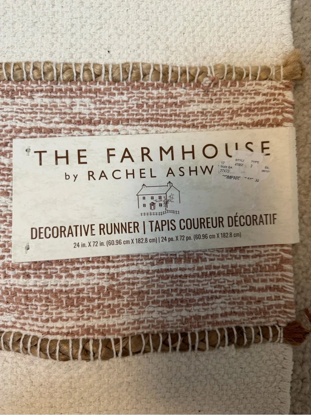 The Farmhouse Collection Cream and Brown Striped Cotton Runner and Mat Set